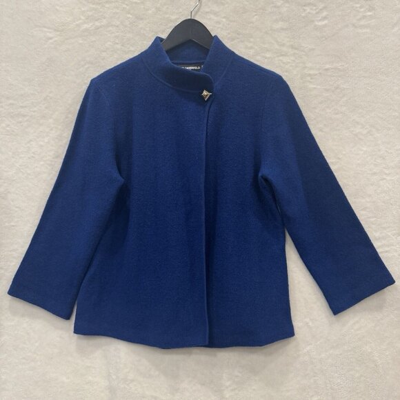 Karl Lagerfeld Paris Classy Women's Wool Blend Blue Knit Jacket, Size S - Picture 1 of 7
